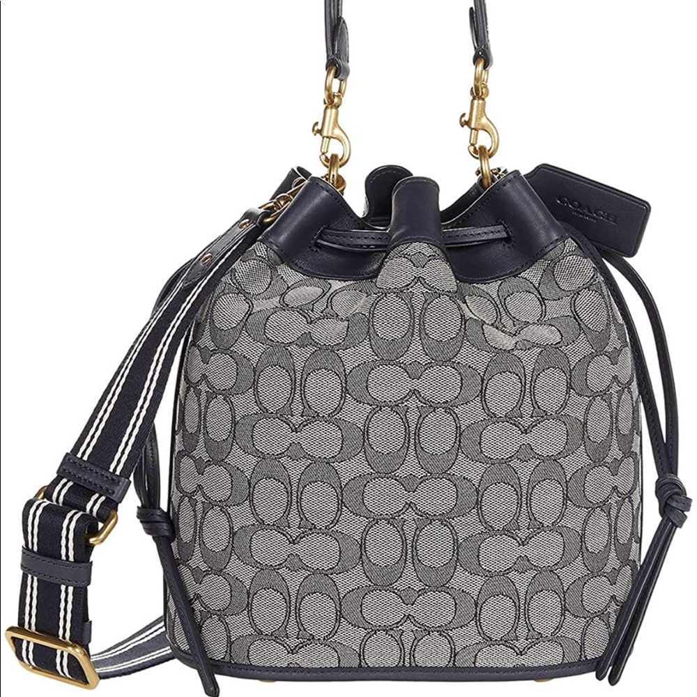 COACH Field Small Signature Jacquard Bucket Bag–Navy Midnight new with tags!